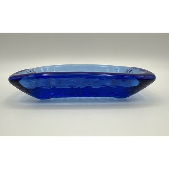 Fire and Light Recycled Glass Soap Dish Trinket Dish Cobalt Blue - Picture 3 of 11